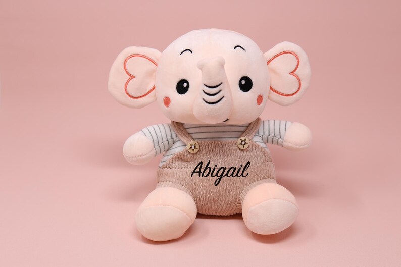 Personalized Elephant Plush Doll | Custom Newborn Gift Pink Elephant