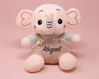 Personalized Elephant Plush Doll | Baby Shower Gift, Keepsake