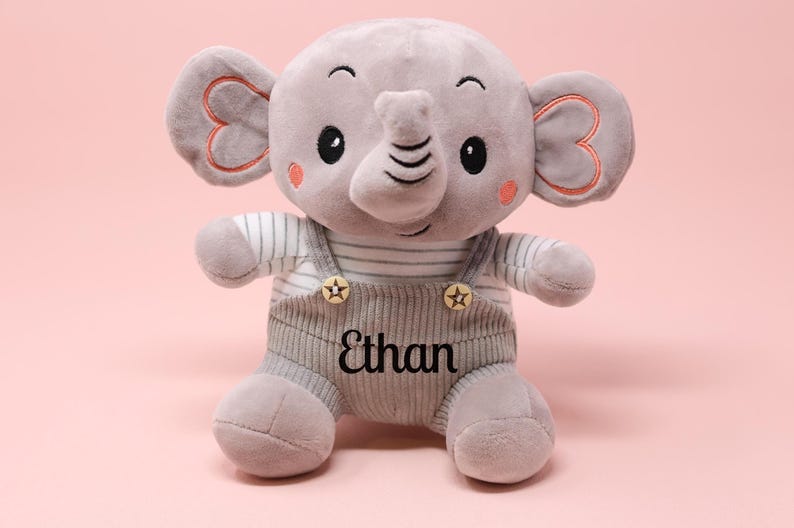 Personalized Elephant Plush Doll | Custom Newborn Gift image 1