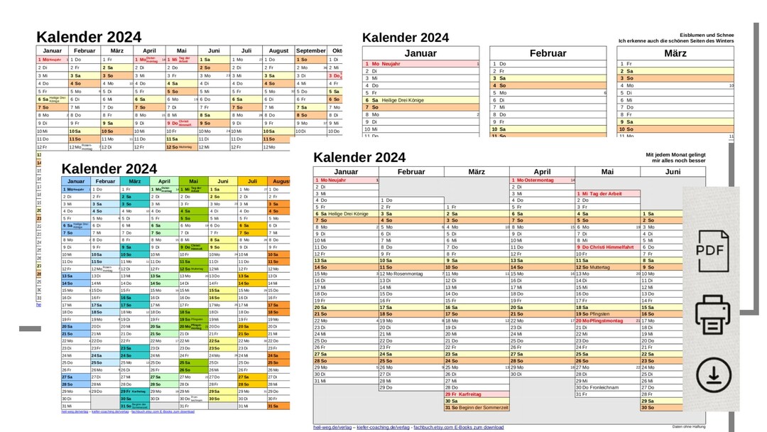 Calendar 2024 Calendar German 2024 Calendar in German Monthly Calendar