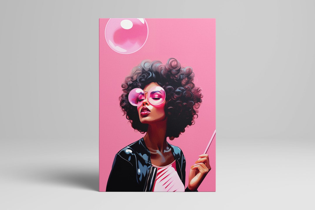 Black Woman Pop Art Pink - Canvas Print - Etsy