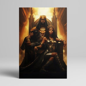 African American King and Queen Art Throne Wall Art - Canvas Print
