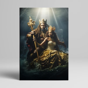 Black King and Queen Wall Art Black King and Queen Wall Decor - Canvas Print