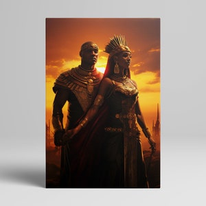 King and Queen Wall Art Africa Art Print Sunset - Canvas Print