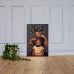 Arte dei capelli ricci Madre figlia Wall Art - Stampa su tela