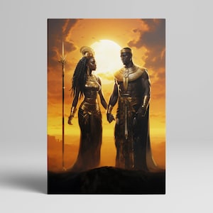 Sunset King and Queen Africa Wall Decore - Canvas Print