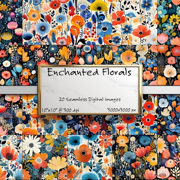 Enchanted Florals: Luxurious Textile Patterns | Vibrant Design | Commercial Use Download | SeamlessPNG