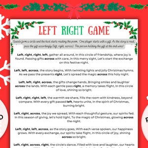 Christmas  Left Right Game Christmas Pass the Prize, Right Left Game Christmas Game Adults Kids Work Gift Exchange Gift Swap Printable PDF