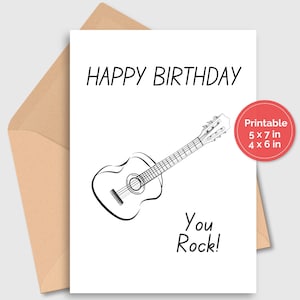 Carte d'anniversaire guitare | Carte d'anniversaire musicale | Carte d'anniversaire Punny | Carte d'anniversaire ringard | Vous basculez carte | Imprimable