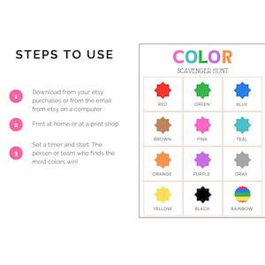 Color Scavenger Hunt, Outdoor Scavenger Hunt for Kids Toddlers ...