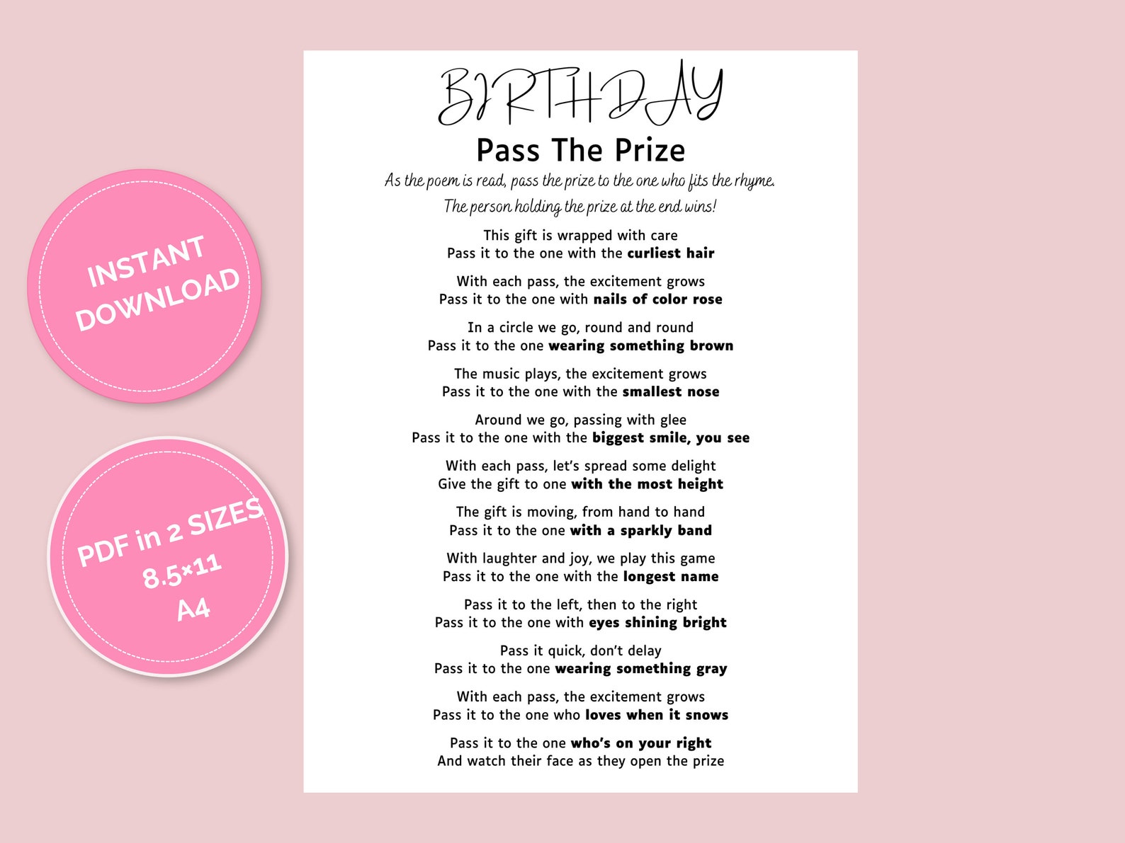 Pass the Prize Birthday Game, Pass the Gift Birthday Party Game, Teen ...