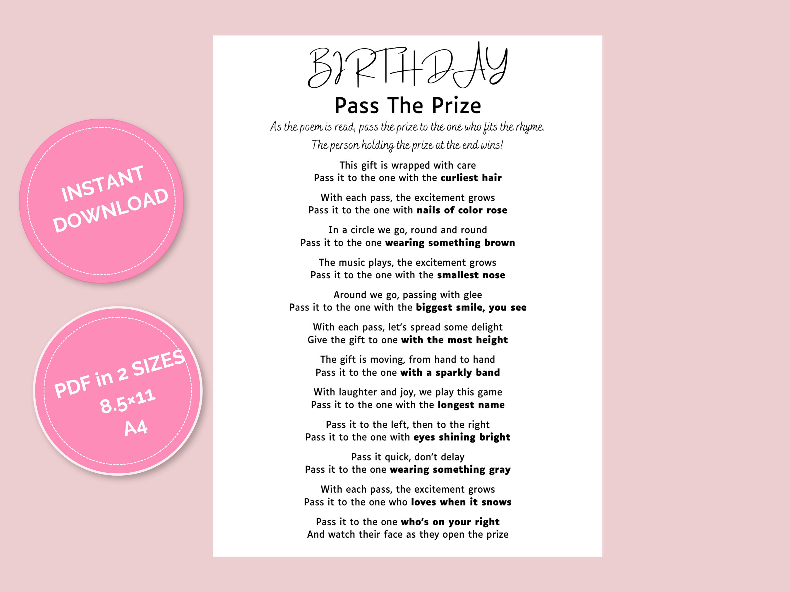 Pass the Prize Birthday Game, Pass the Gift Birthday Party Game, Teen ...