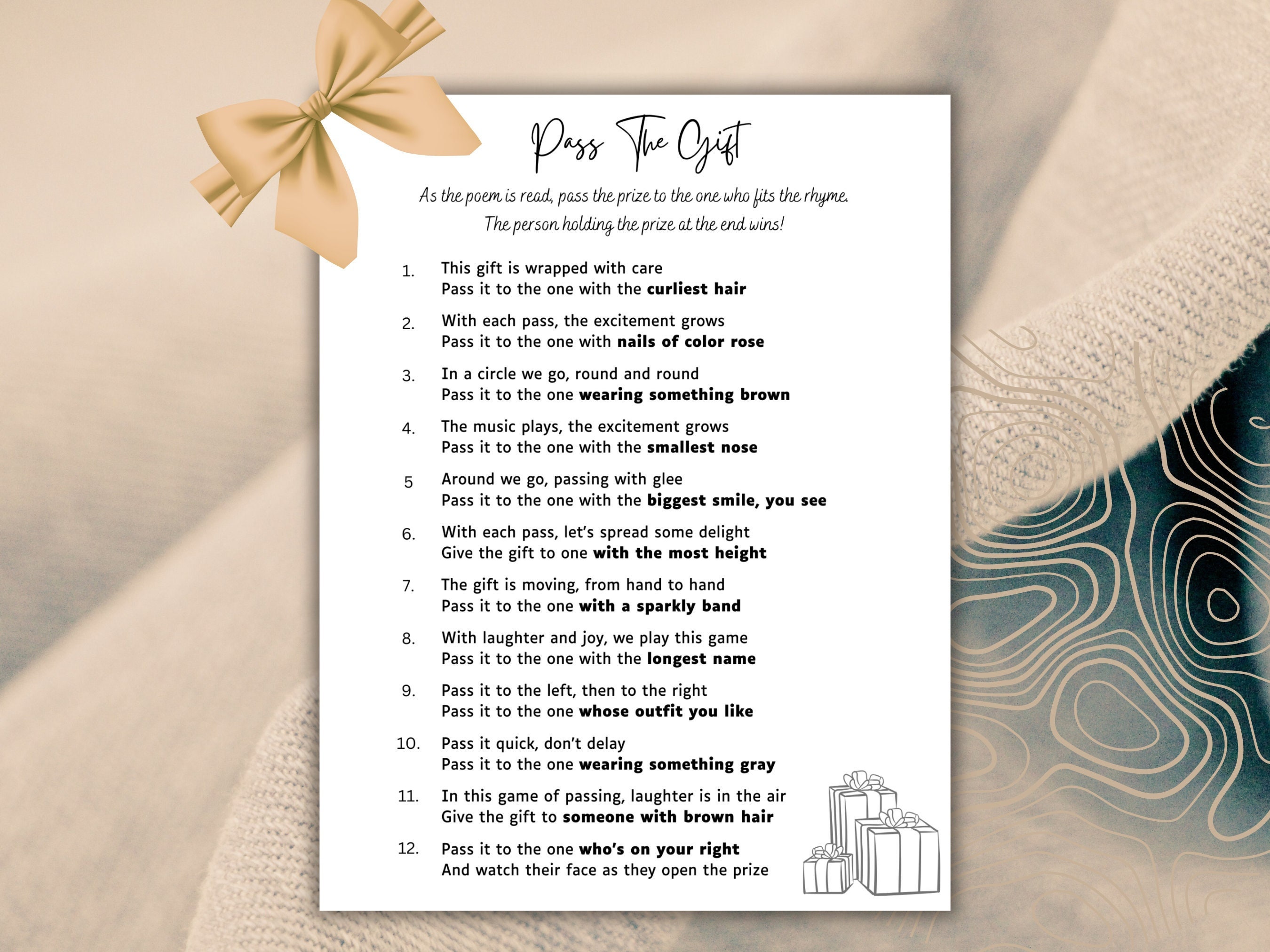 Pass the Gift Game Pass the Prize - Il Fullxfull.6022691182 K6e2