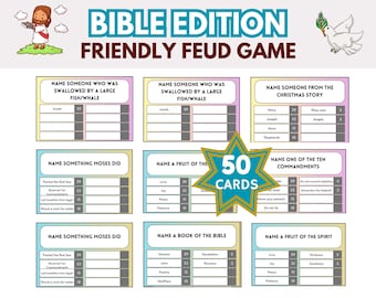 Christliches Bibel Fehden Spiel | Bibel Familienfehde Spiel | Familienfehde | Dienst-Spiele| Bibel Familien Fehde Fragen | Druckbare Bibelspiele