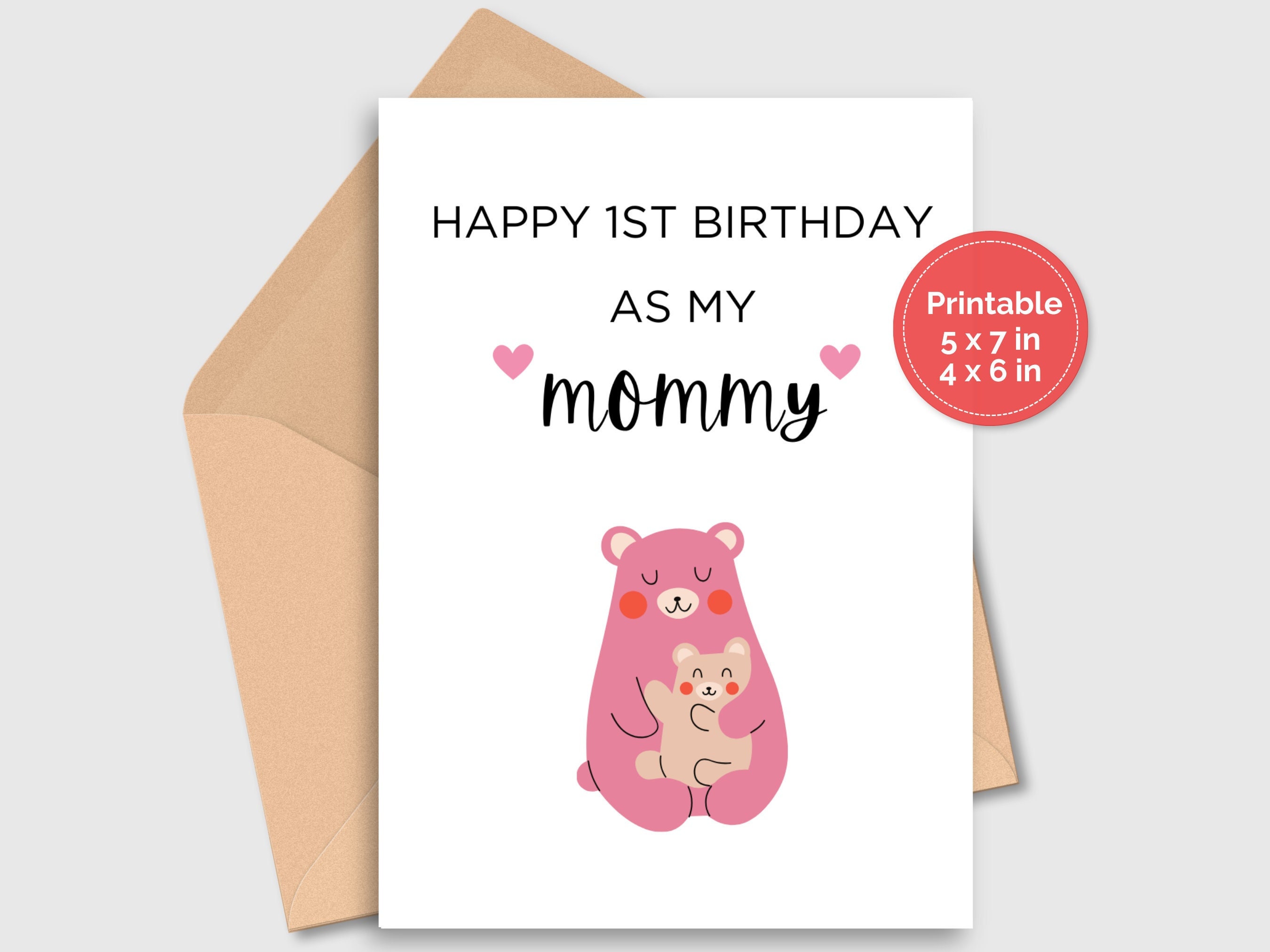 Mom Birthday Card From Baby First Birthday as My Mommy, 1st Birthday as Mom 1st Card for Mom