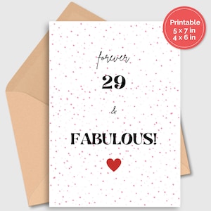 Carte d'anniversaire 30 ans, 29 ans pour elle, cadeau 30 ans, carte d'anniversaire pour amie, fête 30 ans, carte imprimable
