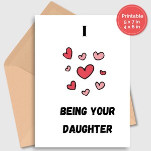 Cartão de dia dos namorados mãe e filha | Cartão de dia das mães da filha | Cartão para mãe | Cartão para mãe | Eu amo ser sua filha | Para imprimir