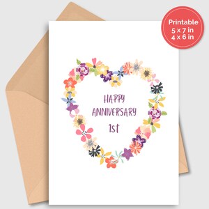 Digitale kaart 1 jaar jubileum, kaart 1e verjaardag | Eerste verjaardagskaart voor man vrouw vriend vriendin stel | AFDRUKBAAR