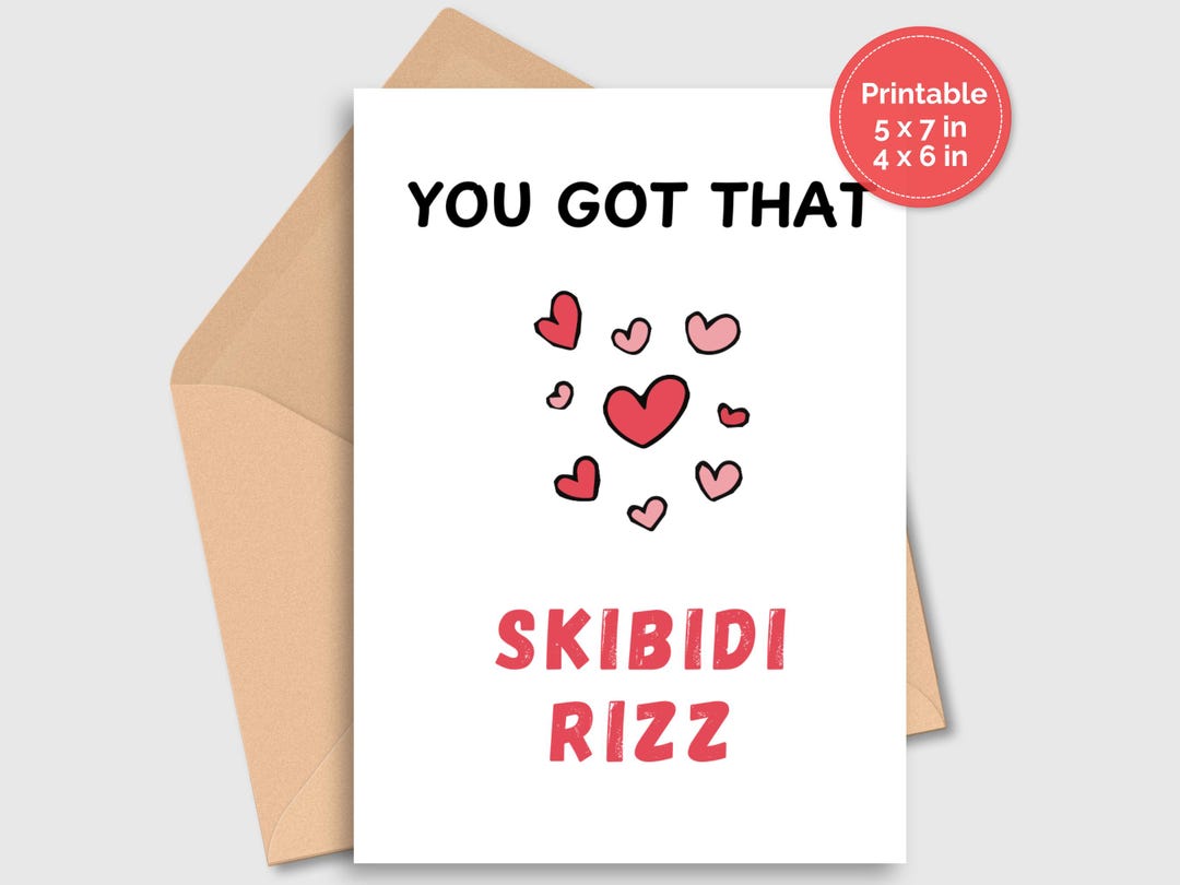 Valentine’s Day Funny Skibidi Rizz Card Teen Teenager Gen Z Language ...