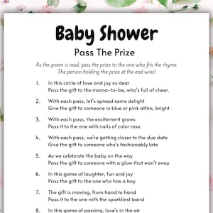 Baby shower pass the Prize Game, left right poem, left right game, Pass the gift, Baby shower activity, Baby Shower Games, Printable,