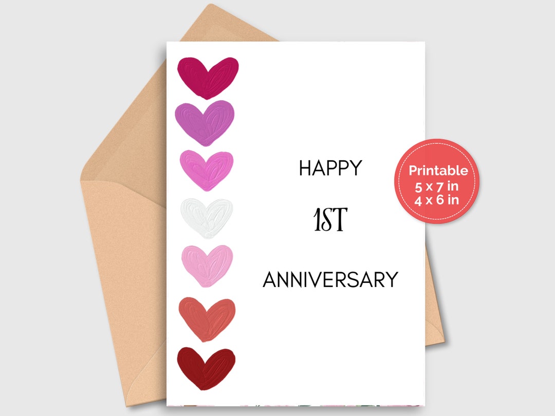 1st Year Anniversary Card Printables