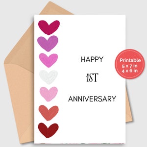 Tarjeta del 1er aniversario / Tarjeta digital de 1 año de aniversario / Tarjeta del primer aniversario para esposo esposa novio novia pareja / IMPRIMIBLE