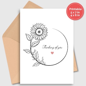 Carte de voeux de condoléances, deuil, deuil, désolé pour votre perte, carte de voeux tournesol à imprimer