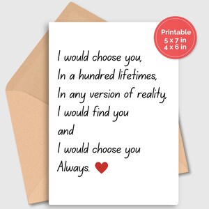 Valentines Sweet Romantic Love Card For Boyfriend Girlfriend | Husband Wife Happy Anniversary I Love You Just Because Card PDF