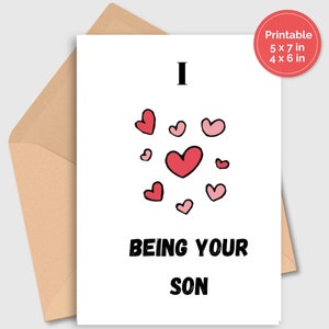 Mom Karte von Sohn | Ich liebe es, Dein Sohn zu sein | Muttertagskarte für Mama | Mom Geburtstagskarte | Mama Valentinstag Karte | Muttertagsgeschenk | DRUCKBAR