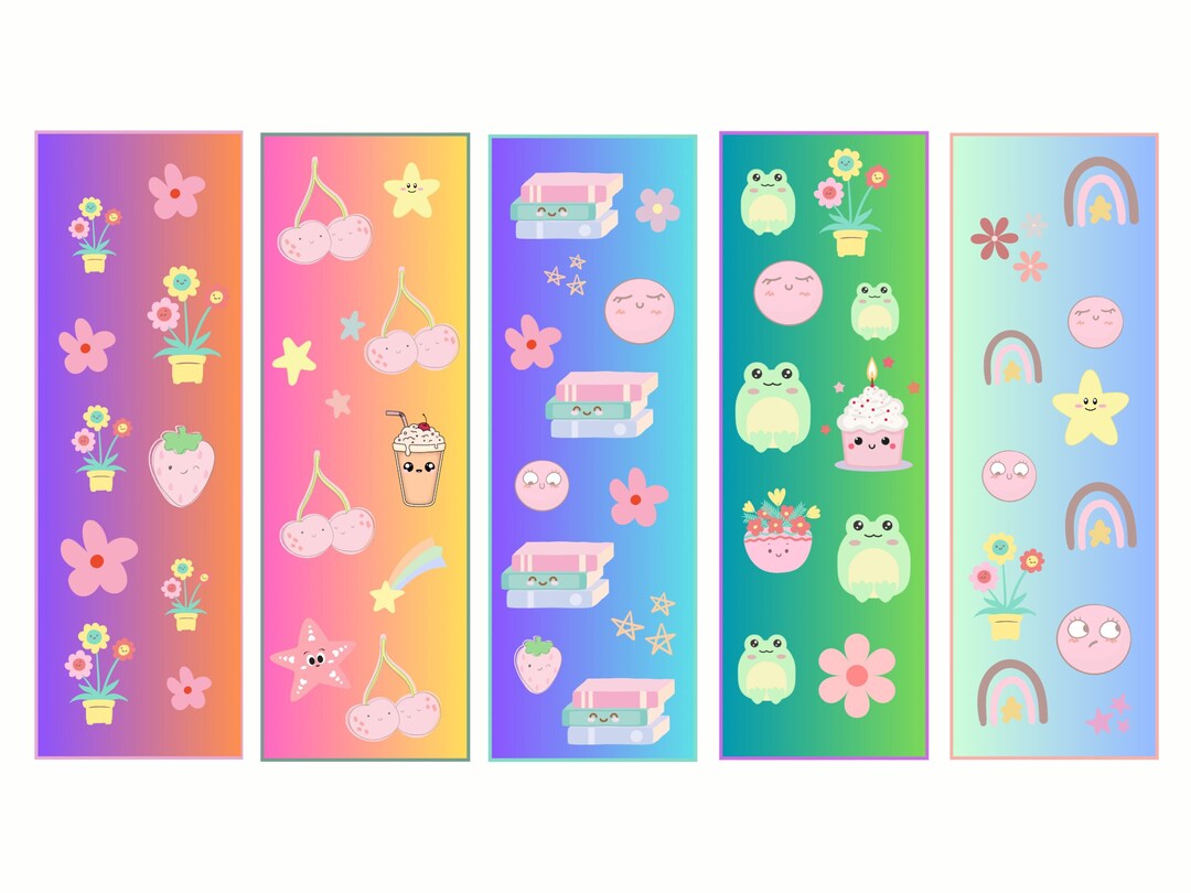 Printable Bookmarks for Kids, Kawaii Bookmarks, Cute Pastel Colored ...