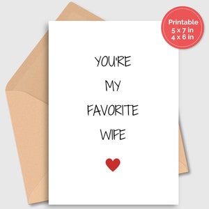 Sei la mia moglie preferita / Carta esilarante / Carta divertente per lei / Carta divertente per moglie / DOWNLOAD IMMEDIATO STAMPABILE
