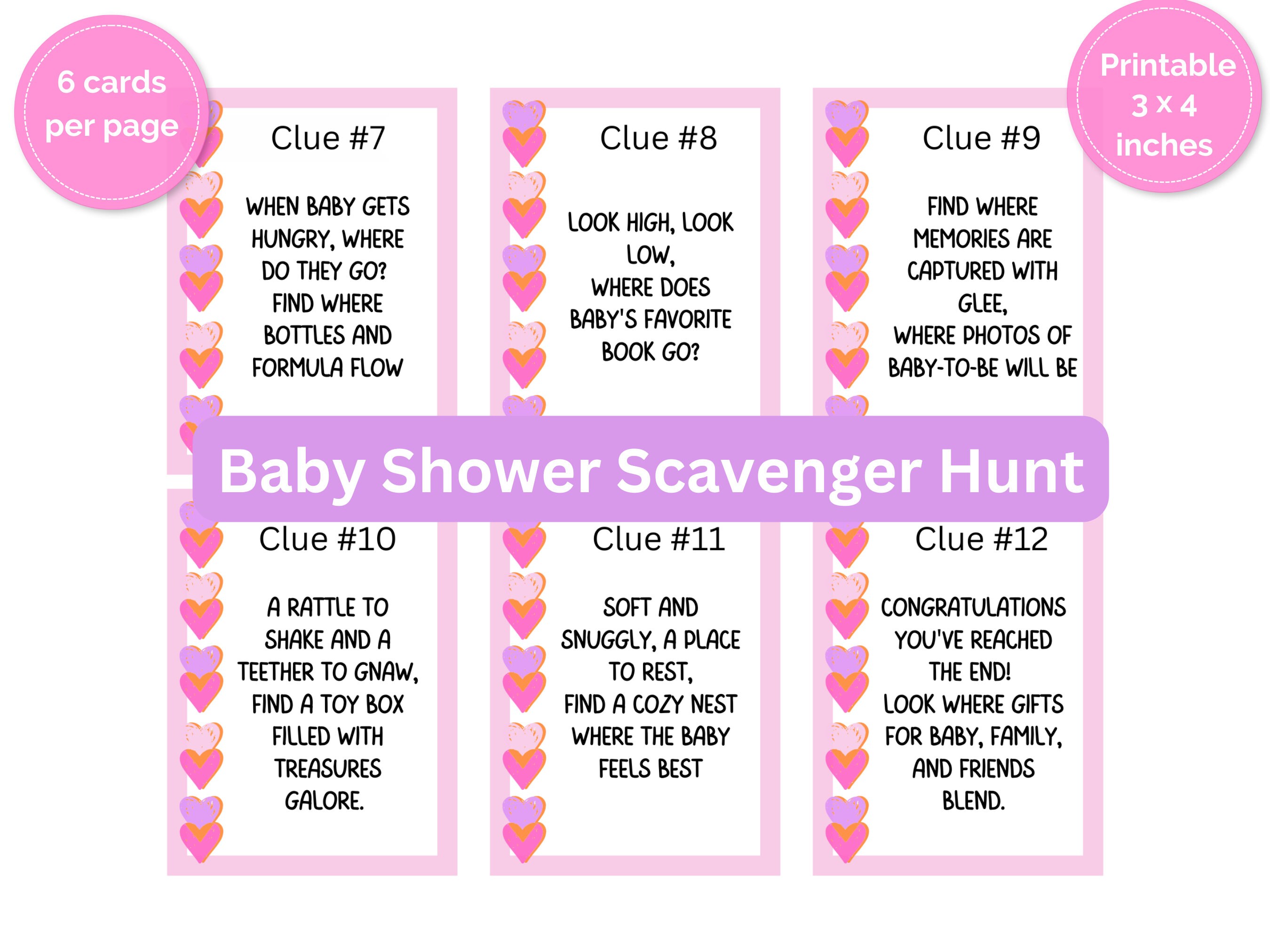 Baby Shower Scavenger Hunt Baby Shower Printable Games, 12 Scavenger ...