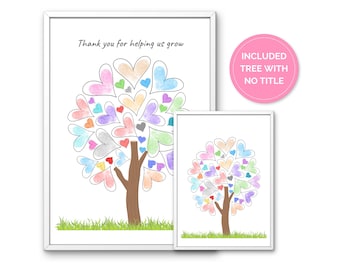 Fingerprint Thumbprint Class Tree, Printable personalized end of school year keepsake, Preschool DIY thank you appreciation retirement gift