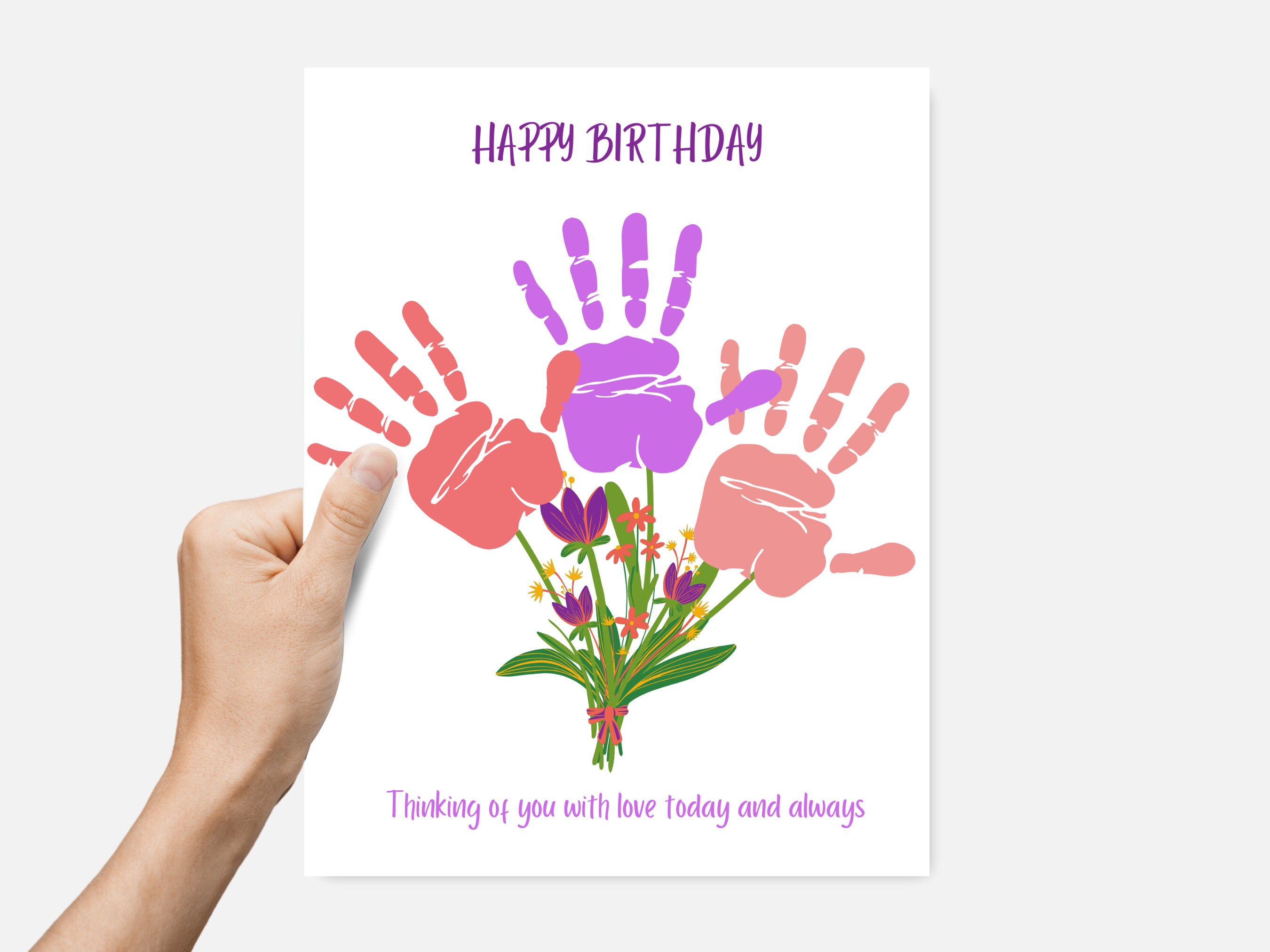 Happy Birthday Handprint Art, DIY Printable Birthday Gift, Keepsake