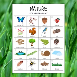 Nature scavenger hunt for kids, Preschool Summer Activity, Outdoor Scavenger Hunt, Park Treasure Hunt, Camping game Summer hunt, printable