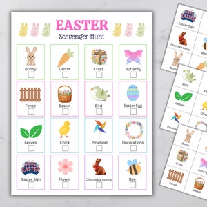 Easter Scavenger Hunt for Kids | Indoor scavenger hunt for kids | Outdoor scavenger hunt for kids | Easter Party Game Classroom | Printable