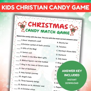 Christian Christmas candy game, Bible Christmas Candy Match Kids, Xmas Candy Game, Nativity Candy Match Game, Sunday School Christmas Game