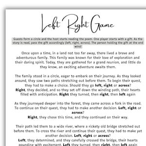 Pass the gift game pass the present game Left right game, Right left game family reunion games left right poem printable pdf