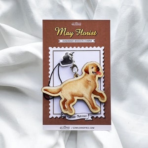 Amuleto de madera hecho a mano de perro labrador retriever