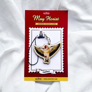 Pingente de pássaro de madeira feito à mão em forma de pintassilgo, chaveiro, presente para amantes de animais de estimação