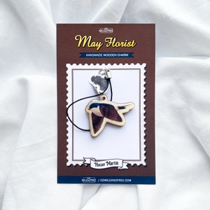 Chaveiro com pingente de pássaro de madeira feito à mão da House Martin