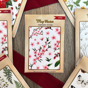 The Peach Blossom, Cherry Blossom, Sakura Flower Temporary Tattoos
