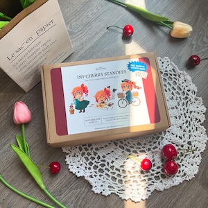 Adorable DIY Cherry Standees, The Little Florist Wooden Painting Kit for Kids, Craft Gift Set