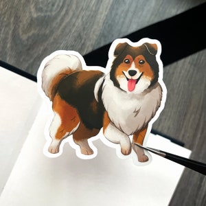 Adorable Shetland Sheepdog Vinyl Sticker, Waterproof Die Cut Decal, Perfect for Water Bottles, Laptops – Must Love Dogs Label