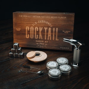 Cocktail Smoker Kit with Torch – 13pcs – 4 Flavors Wood Chips | Perfect for Thanksgiving & Christmas Gifts for Men, Dad, Boyfriend, Husband