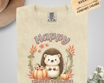 Hedgehog Fall Shirt, Comfort Colors, Vintage Style