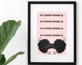 Digital Wall art , Printable Daily Affirmations , Girly Art , Girl Room Decor, Black Girls Art, Home Decor