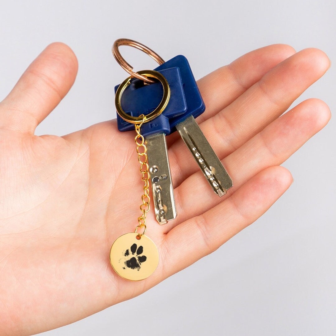 Personalized Pawprint Keychain, Pet Keychain, Dog Keychain, Custom Key