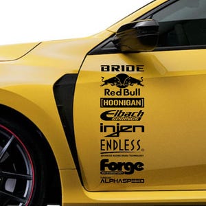 JDM Racing Sponsor Decals (Set) – Vinyl Car Stickers for Doors & Bedsides | Automotive Accessories
