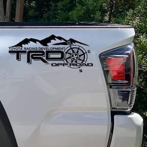 TRD Off Road Compass Decals (2pcs) – Mountain Emblem Bedside Stickers for Toyota Tacoma Tundra Trucks